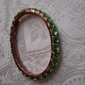 Vintage green rhinestone line bracelet